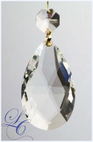 Clear Crystal Drop Pearshape 3.5" with Octagon